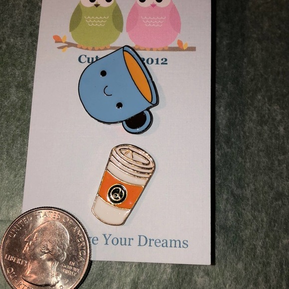 Piece Pin Set Brooch Coffee Cup Latte Cappuccino - Picture 1 of 2